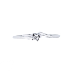 Anillo solitario en oro blanco 750 con diamante 0.04 ct 2