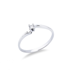 Anillo solitario en oro blanco 750 con diamante 0.04 ct