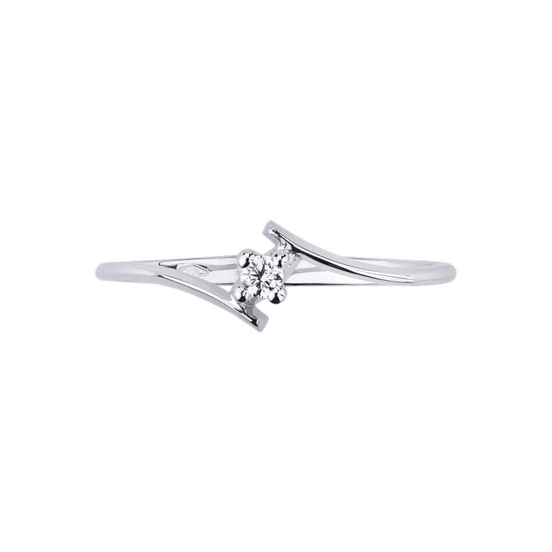 Anillo Solitaire en Oro Blanco 18k con Diamante 0.04 ct Anillo Solitaire en Oro Blanco 18k con Diamante 0.04 ct