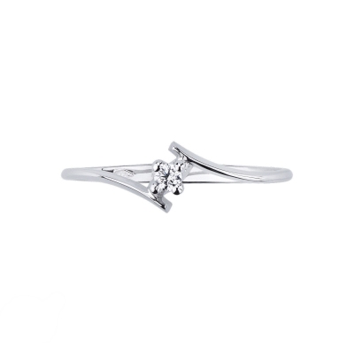 Anillo Solitaire en Oro Blanco 18k con Diamante 0.04 ct
