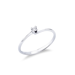 Anillo solitario en oro blanco de 18 quilates con 0.04 ct diamante