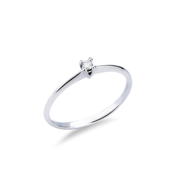 Anillo solitario 4 garras en oro blanco 750 con diamante