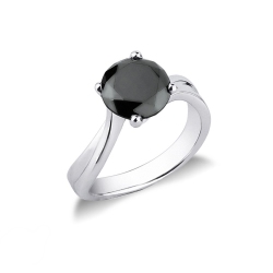 Anillo solitario de oro blanco de 18 quilates con diamante negro