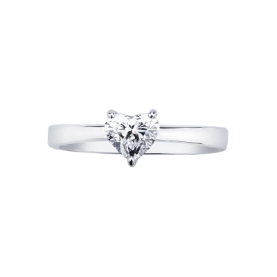 Anillo diamante corte corazón 0,70 ct GIA en oro blanco 750