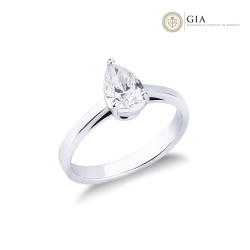 Anillo solitario gota en oro 18k con diamante central GIA 0.70 ct