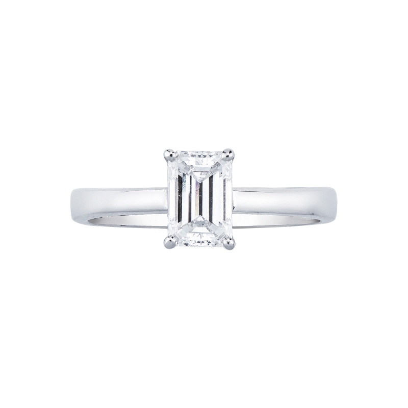 Anillo solitario en oro blanco 18k con diamante central ct 1.00 GIA Anillo solitario en oro blanco 18k con diamante central ct 1.00 GIA