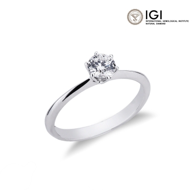 Anillo compromiso oro blanco 18k con diamante certificado IGI 0.49 CT