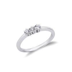 Anillo trilogía en oro blanco de 18 kilates con diamantes 0,15 quilates