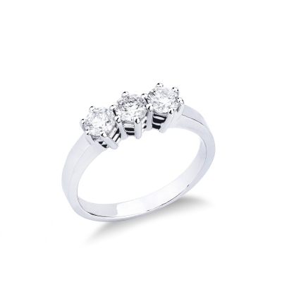 Anillo trilogy en oro blanco 18k con diamantes 0.80 ct