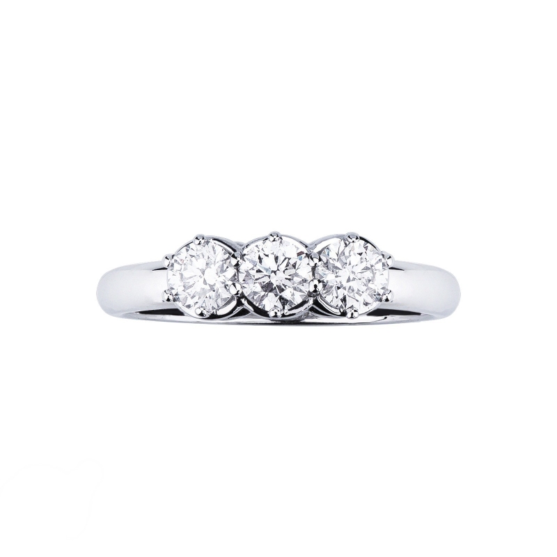 Anillo trilogy en oro blanco 18k con diamantes 0.90 ct