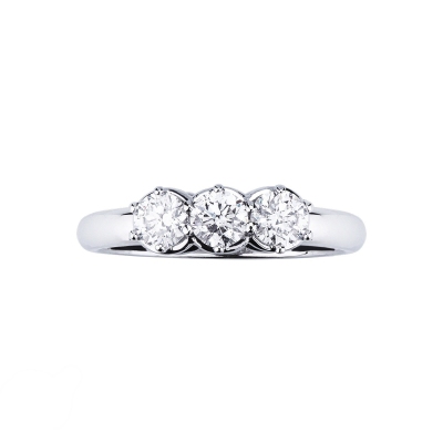 Anillo trilogy en oro blanco 18k con diamantes 0.90 ct