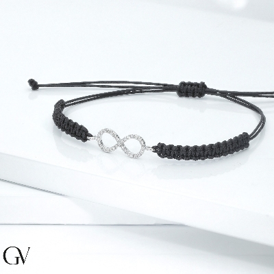 Pulsera infinito en oro blanco 18k con diamantes 