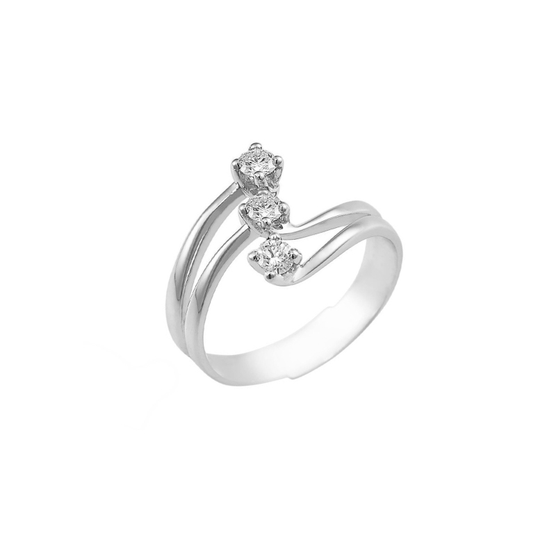 Anillo tres diamantes en oro blanco 18k con 0.30 ct