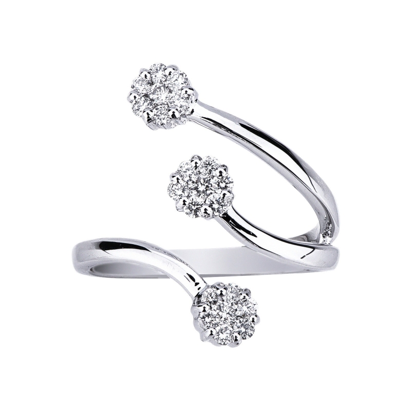 Anillo modelo trilogy Ilusion en oro blanco de 18k con diamantes