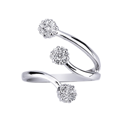 Anillo modelo trilogy Ilusion en oro blanco de 18k con diamantes