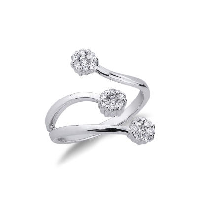 Anillo modelo trilogy Ilusion en oro blanco de 18k con diamantes