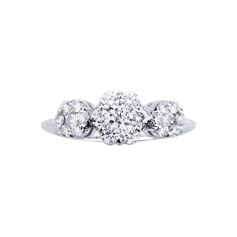 Anillo Ilusión Trilogy en oro blanco de 18 quilates con diamantes Anillo Ilusión Trilogy en oro blanco de 18 quilates con diamantes