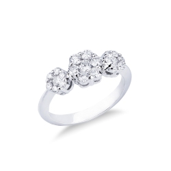 Anillo Ilusión Trilogy en oro blanco de 18 quilates con diamantes