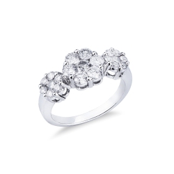 Anillo trilogy illusion en oro blanco 18k con diamantes