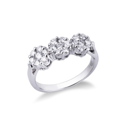 Anillo Trilogy Illusion en oro blanco de 18 quilates con diamantes