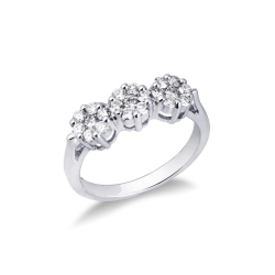 Anillo trilogy en oro blanco de 18k con diamantes