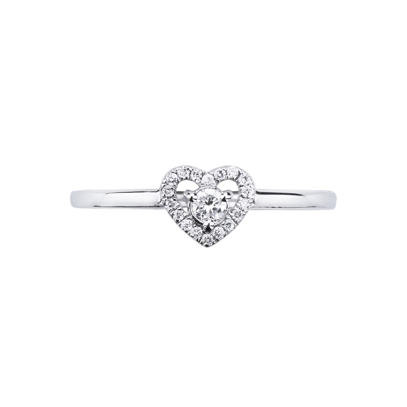Anillo corazón en oro blanco con diamante Anillo corazón en oro blanco con diamante