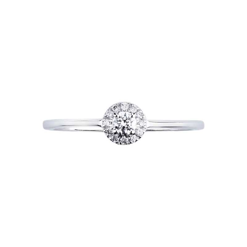Anillo de oro blanco 18 quilates con halo de diamantes Anillo de oro blanco 18 quilates con halo de diamantes