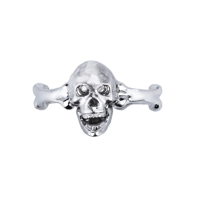 Anillo skull móvil en oro blanco 18k con diamantes Anillo skull móvil en oro blanco 18k con diamantes