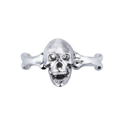 Anillo skull móvil en oro blanco 18k con diamantes