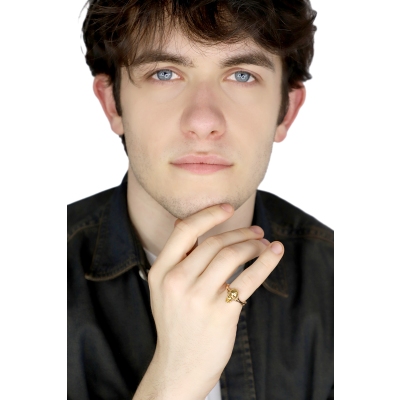 Anillo con skull móvil en oro rosa 18k y diamantes