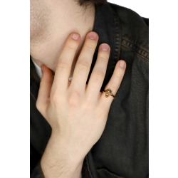 Anillo con skull móvil en oro rosa 18k y diamantes 2