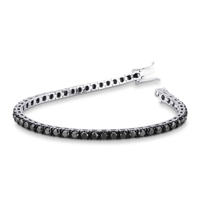 Pulsera tennis con garras en oro blanco 18k con diamantes negros 7,23 ct