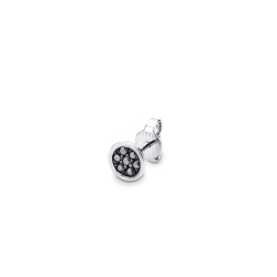 Mono pendiente hombre en oro blanco 18k con diamantes negros
