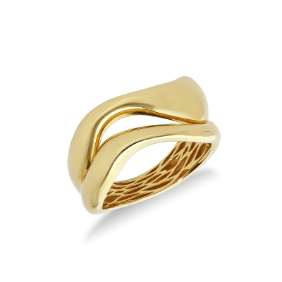 Anillo con ondas en oro amarillo 18K