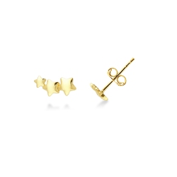 Pendientes de oro amarillo 18K con tres estrellas