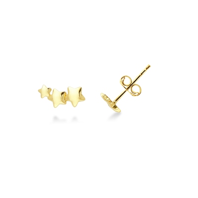 Pendientes de oro amarillo 18K con tres estrellas 