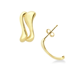 Pendientes dos ondas en oro amarillo 18K