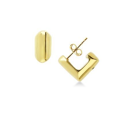 Pendientes cuadrados en oro amarillo 750