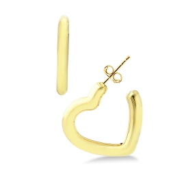 Pendientes de oro amarillo 750 con corazón abombado