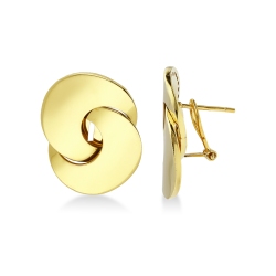 Pendientes de oro amarillo 18k con dos aros entrelazados