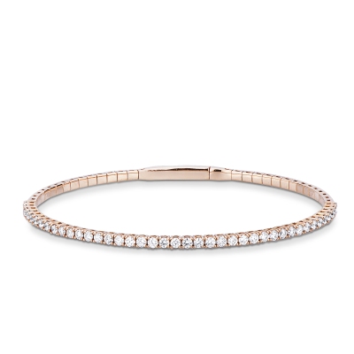 Brazalete rígido en oro rosa de 18k con diamantes