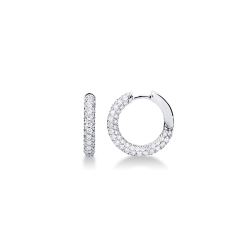 Pendientes aro en oro blanco de 18k con diamantes