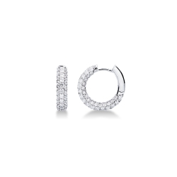 Pendientes aro en oro blanco de 18k con diamantes naturales