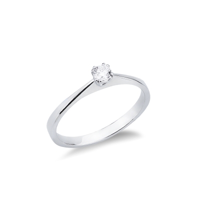 Solitario Compromiso Oro Blanco 18K Diamante 0,10 ct