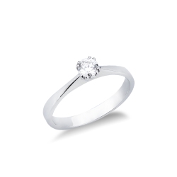 Anillo solitario en oro blanco 18k con 8 garras y diamante