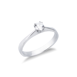 Anillo solitario oro blanco 18k con ocho garras y diamante