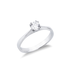 Anillo solitario en oro blanco 18k garras y diamante CT 0,40