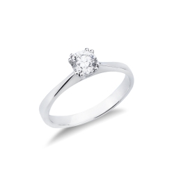 Anillo solitario oro blanco 18k y diamante 0,50 ct