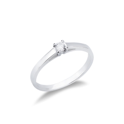 Anillo solitario en oro blanco 18k con diamante 0,10 ct