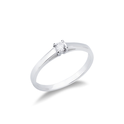 Anillo solitario en oro blanco 18k con diamante 0,10 ct